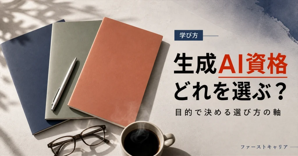 生成AI資格の選び方を考える夜明け前の机上イメージ
